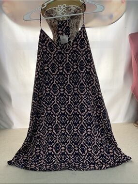 NYMPHE Navy & Blush Abstract V-Neck Slip Dress